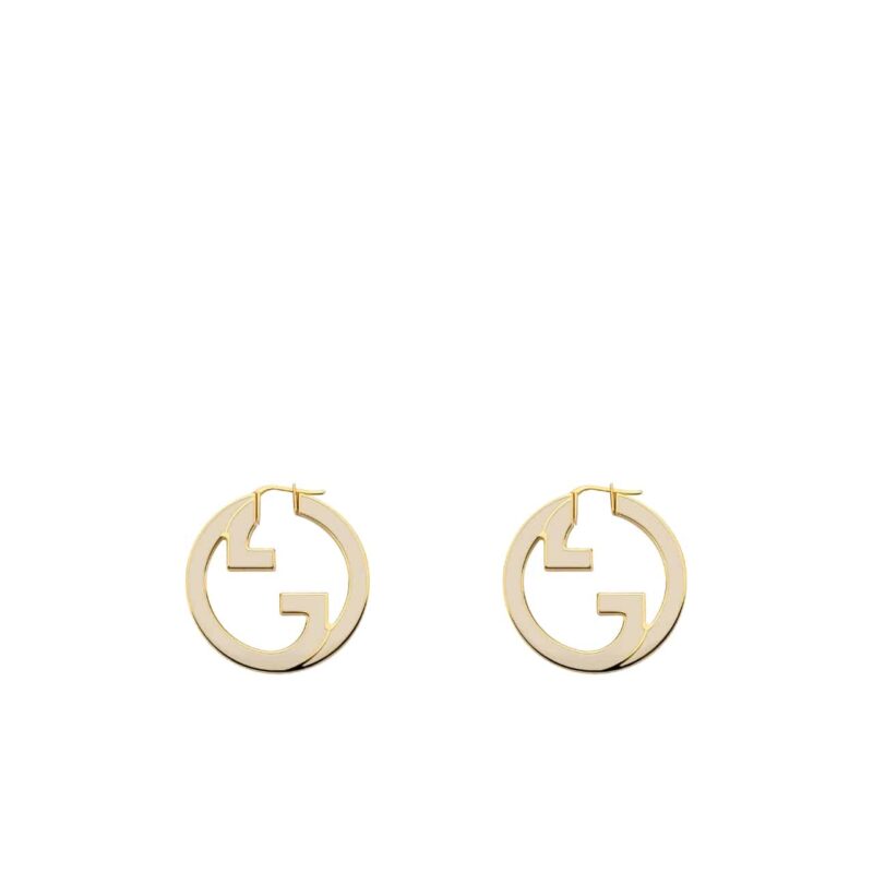 GUCCI BLONDIE HOOP EARRINGS IVORY ENAMEL 796768 IAAE0 8078