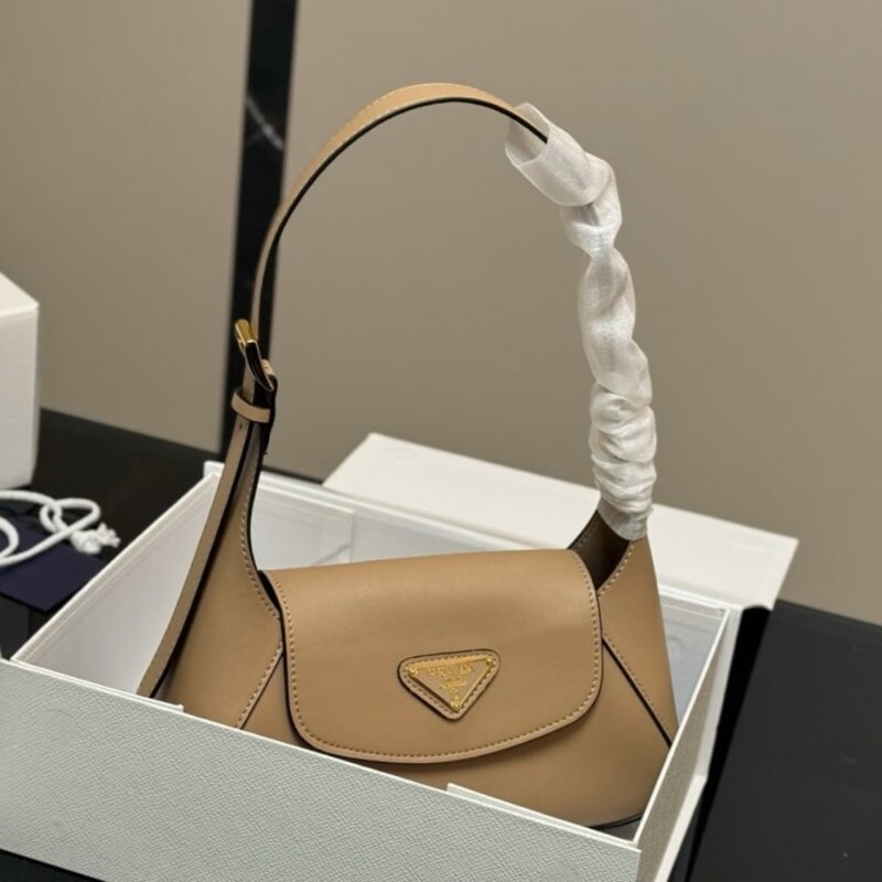 Alternative view of PRADA TRIANGLE LOGO SHOULDER BAG BEIGE 24CM