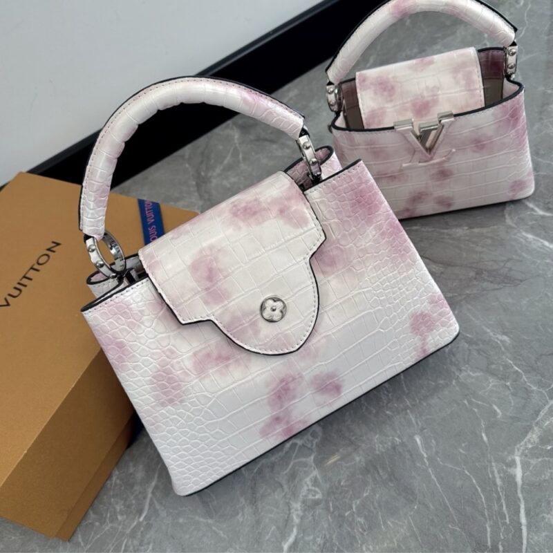 Alternative view of LOUIS VUITTON CAPUCINES BB BAG PINK AND WHITE 27CM