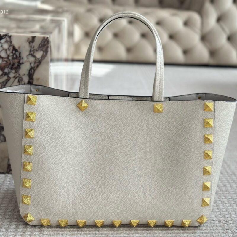 Alternative view of VALENTINO GARAVANI ROCKSTUD TOTE BAG WHITE 40CM