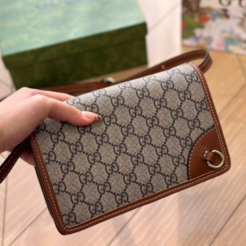 Alternative view of GUCCI GG EMBLEM SUPER MINI SHOULDER BAG BEIGE 20CM 820688 FAD6L 9758