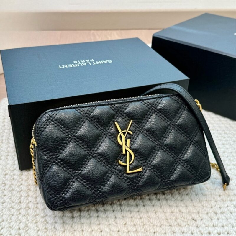 Alternative view of SAINT LAURENT MINI BECKY DOUBLE ZIP BAG BLACK 20CM