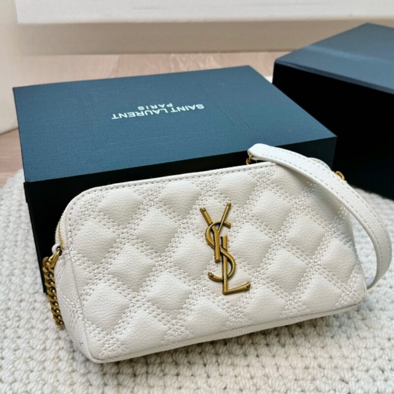 Alternative view of SAINT LAURENT MINI BECKY DOUBLE ZIP BAG WHITE 20CM