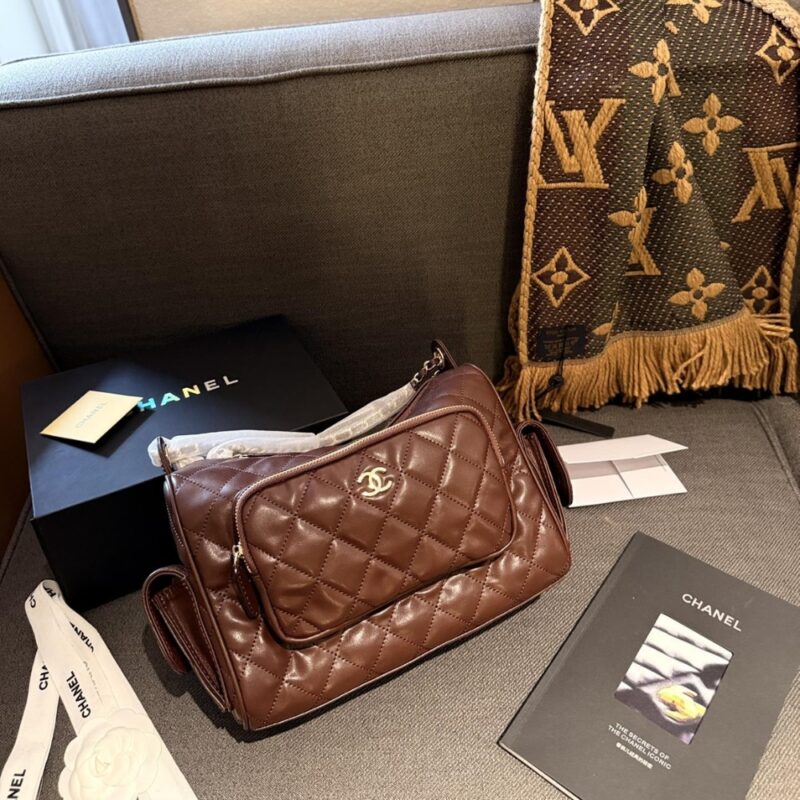 Alternative view of CHANEL SMALL CAMERA CASE BURGUNDY 25CM AS5220 B18234 NZV44