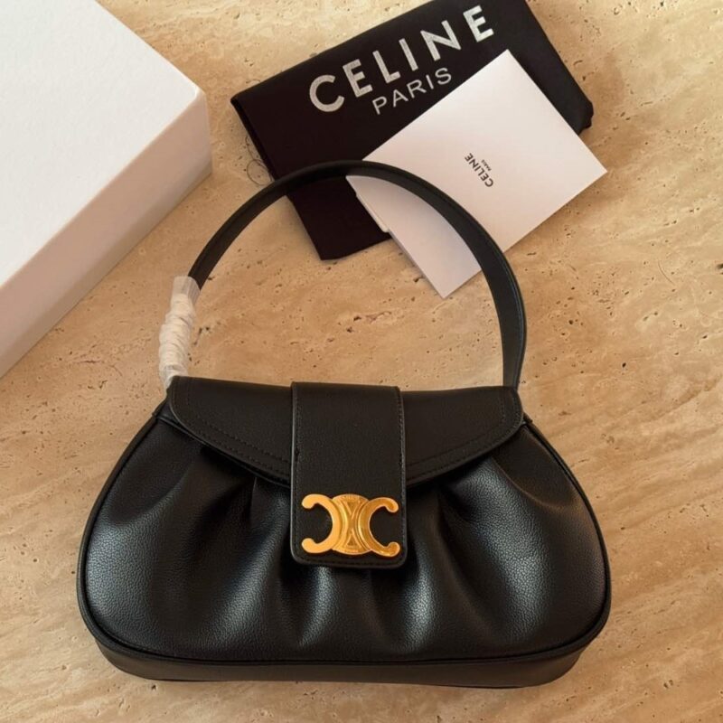 Alternative view of CELINE MEDIUM POLLY BAG IN SUPPLE BLACK 31CM 115633FDU 38NO