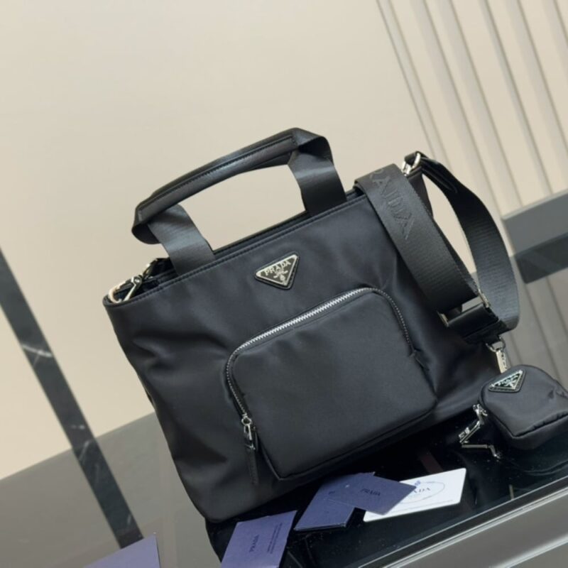 Alternative view of PRADA RE NYLON TOTE BAG BLACK 32CM 1BG354 RV44 F0002 V B1M