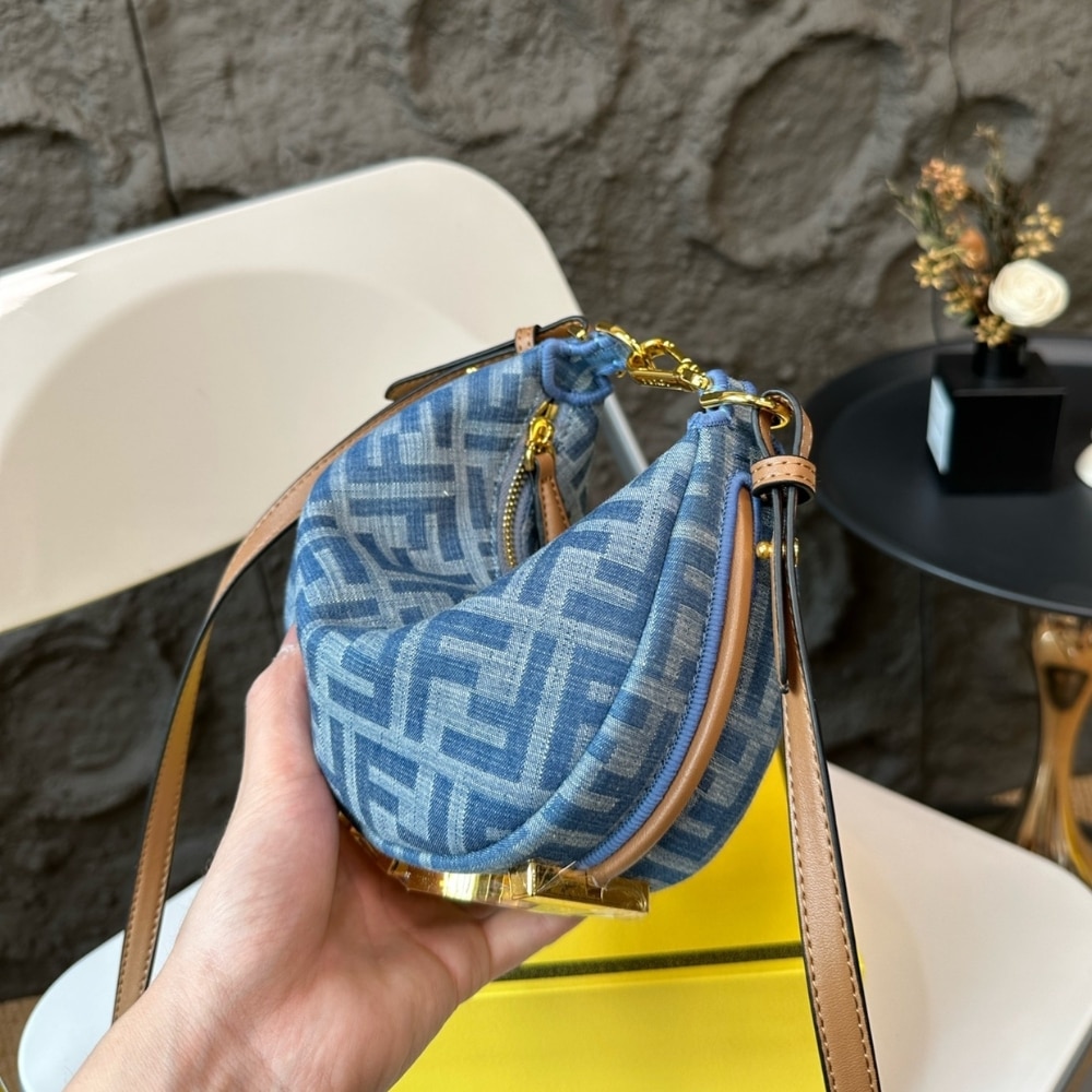 FENDI FENDIGRAPHY MINI BAG DENIM BLUE FF 20CM 8BS081AS3FF1PLN - Image 4