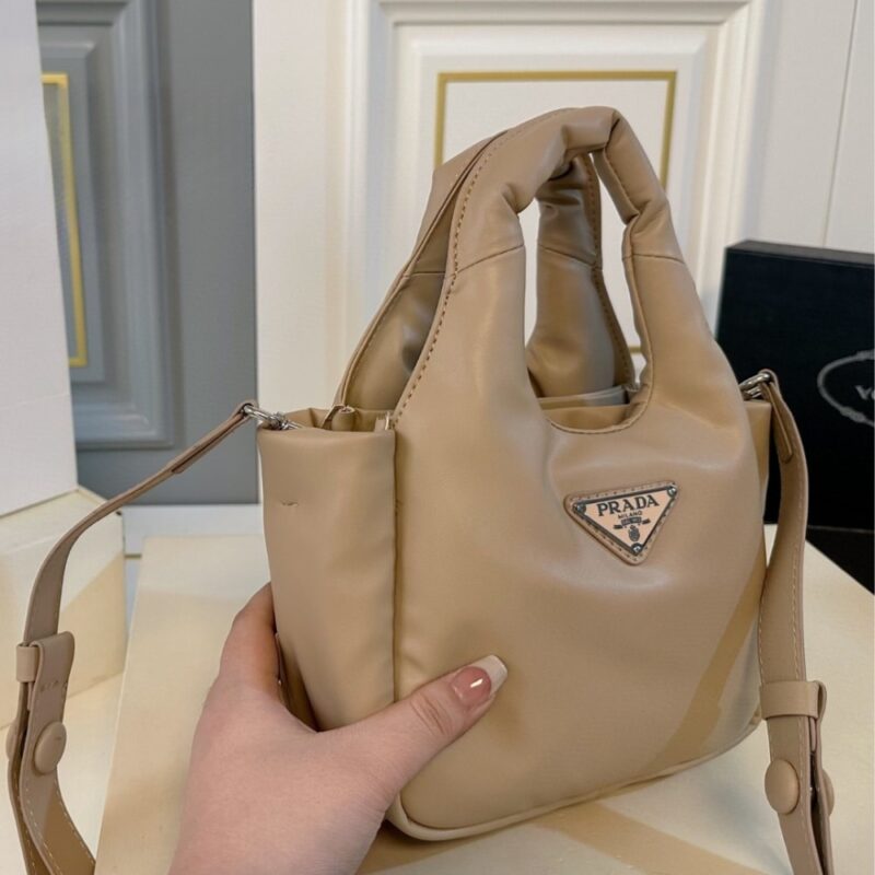 Alternative view of PRADA PADDED SOFT LEATHER BAG DESERT BEIGE 19CM 1BA359 2DYI F0F24 V OVO