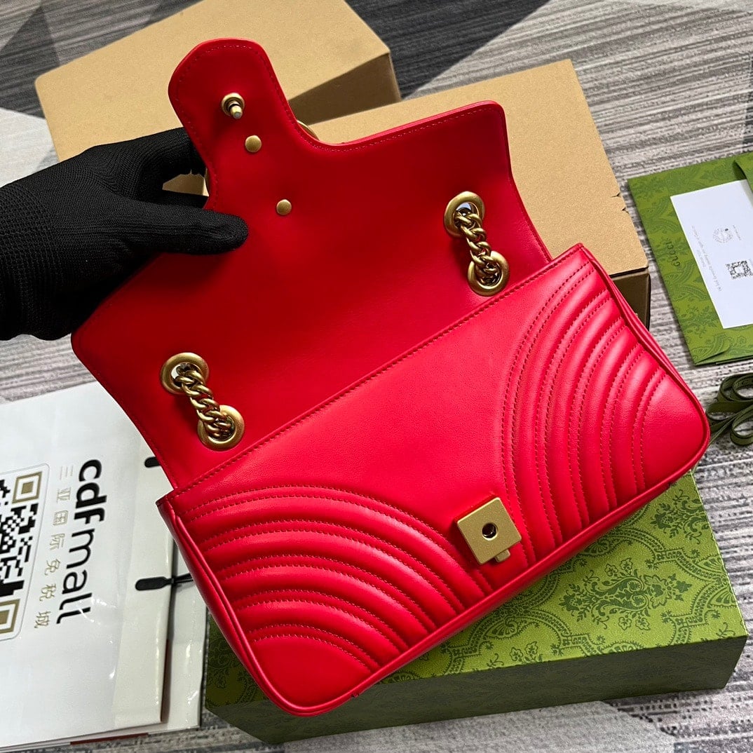 GIFT SET: GUCCI GG MARMONT BAG RED & BELT RED - Image 6