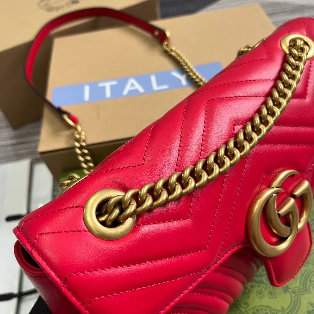 GIFT SET: GUCCI GG MARMONT BAG RED & BELT RED - Image 4