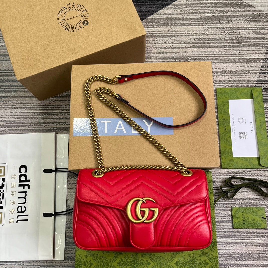 GIFT SET: GUCCI GG MARMONT BAG RED & BELT RED - Image 2