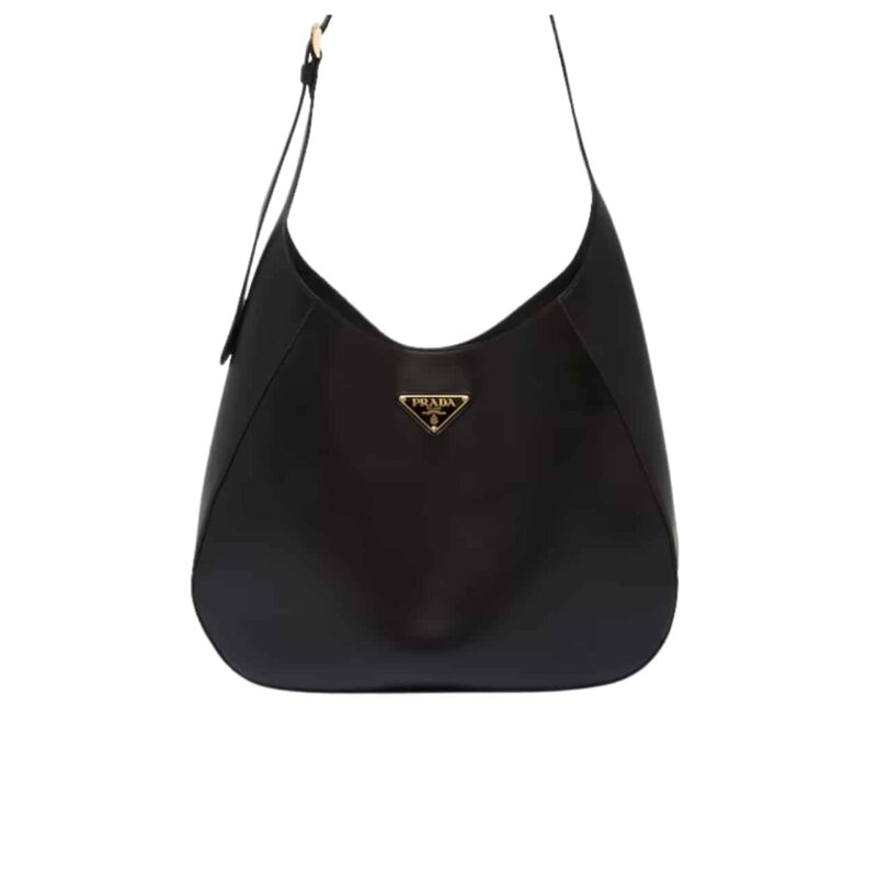 PRADA LARGE SHOULDER BAG WITH TOPSTITCHING BLACK 40CM 1BC181 2AIX F0002 V OOO