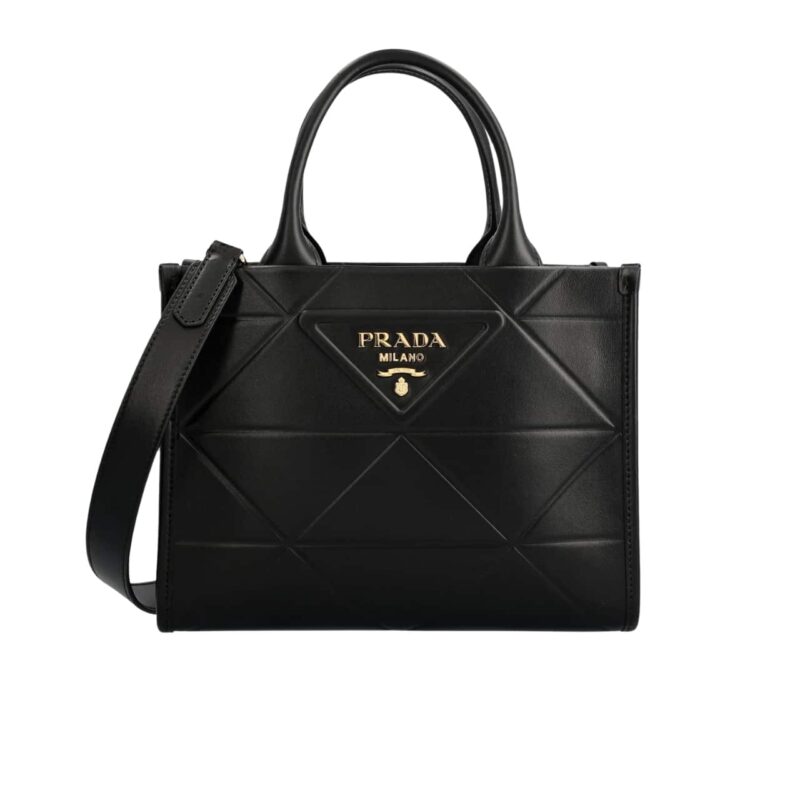 PRADA SMALL SYMBOLE BAG WITH TOPSTITCHING BLACK 28CM 1BA379 ASK F0002 V OCO