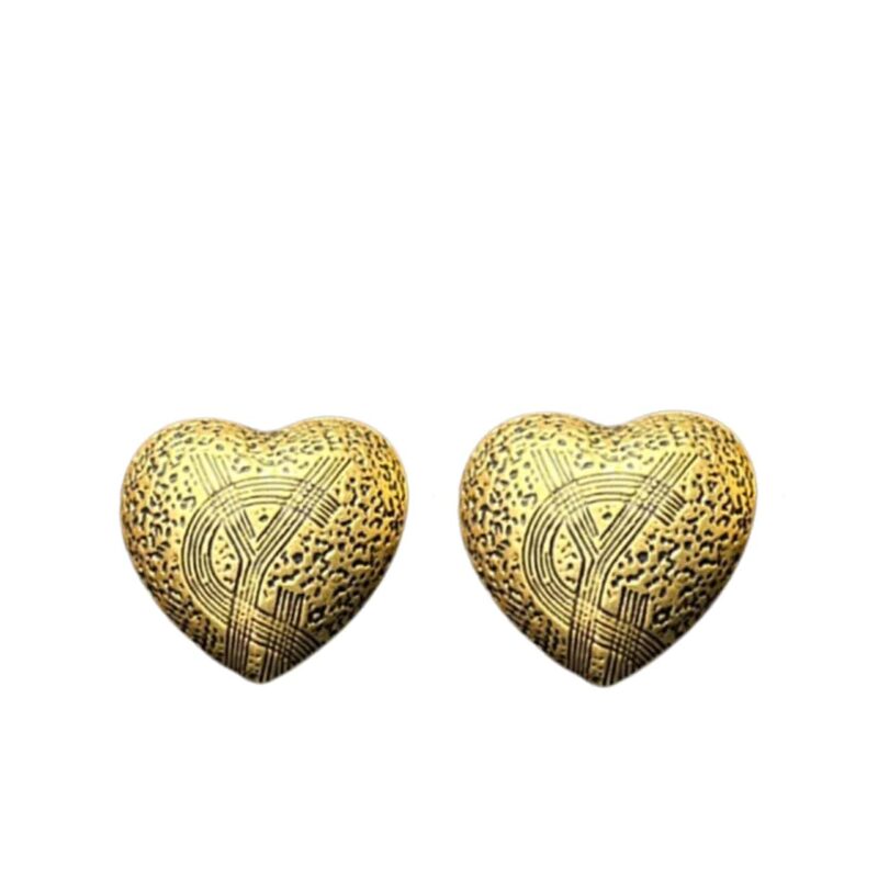 SAINT LAURENT YSL HEART EARRINGS GOLD