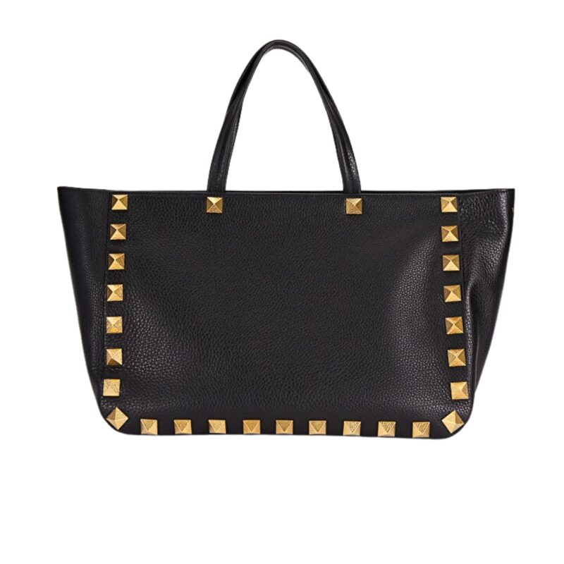 VALENTINO GARAVANI ROCKSTUD TOTE BAG BLACK 40CM