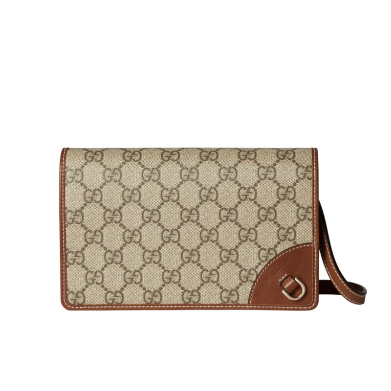 GUCCI GG EMBLEM SUPER MINI SHOULDER BAG BEIGE 20CM 820688 FAD6L 9758