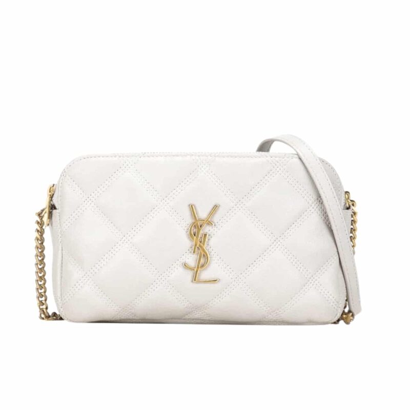 SAINT LAURENT MINI BECKY DOUBLE ZIP BAG WHITE 20CM