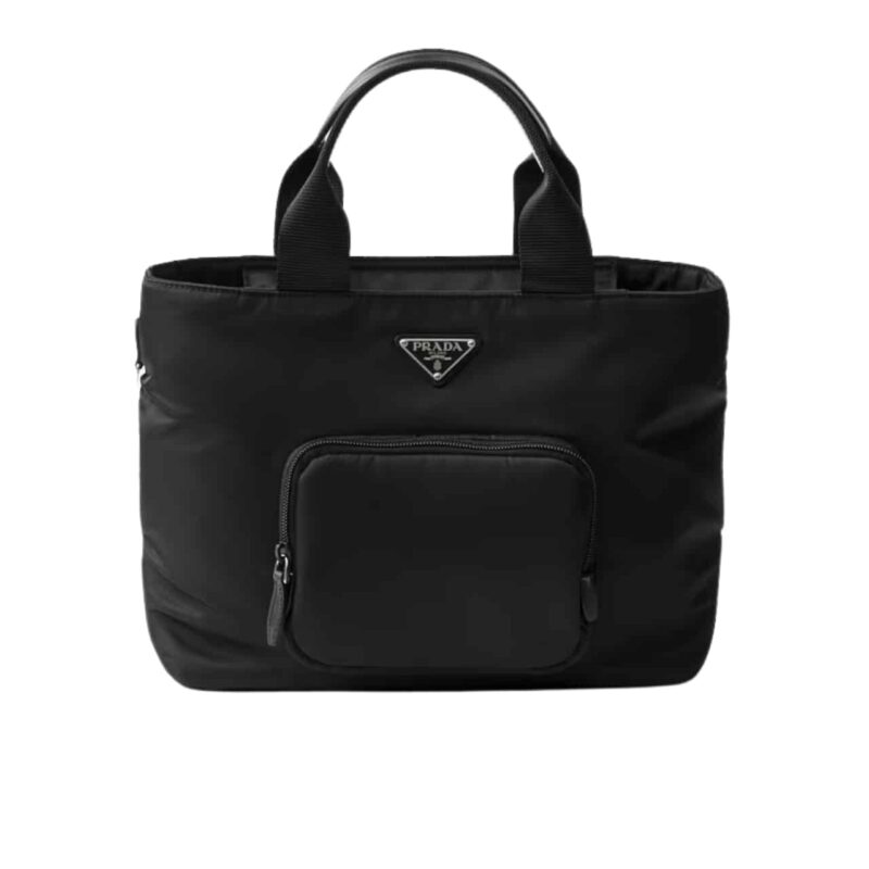 PRADA RE NYLON TOTE BAG BLACK 32CM 1BG354 RV44 F0002 V B1M