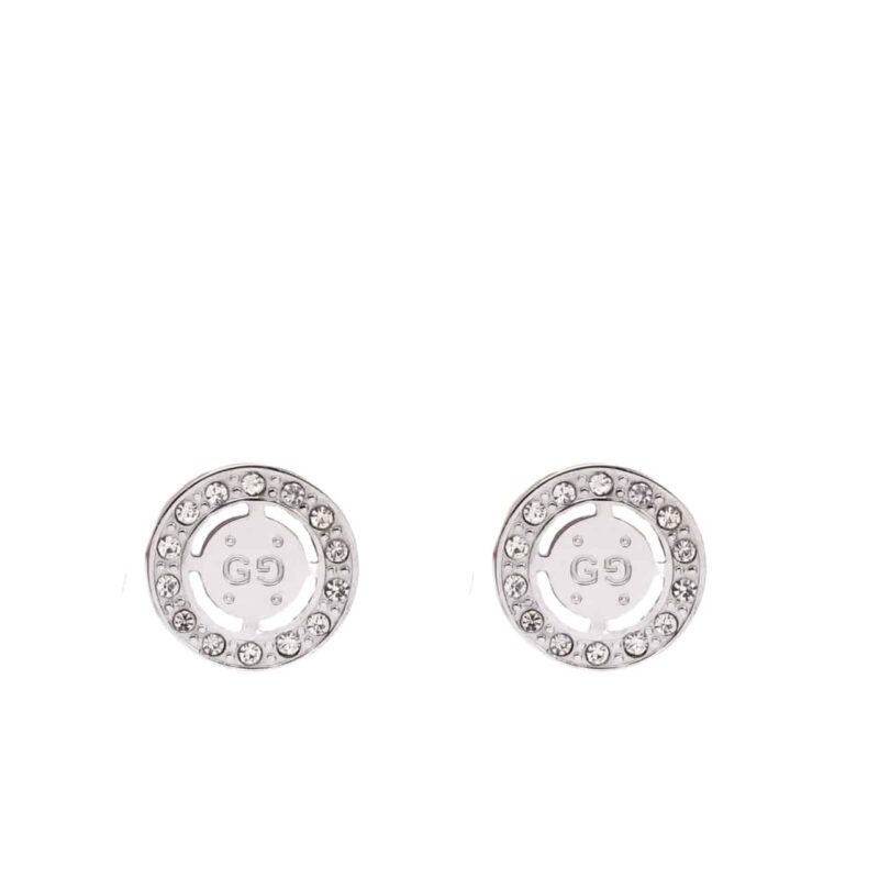 GUCCI DIAMOND ICON TWIRL STUD EARRINGS IN SILVER TONE