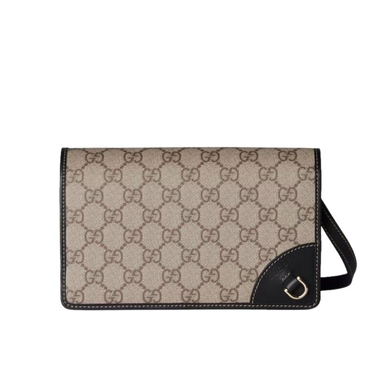 GUCCI GG EMBLEM SUPER MINI SHOULDER BAG BLACK 20CM 820688 FAD6L 9741