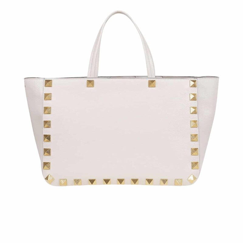 VALENTINO GARAVANI ROCKSTUD TOTE BAG WHITE 40CM