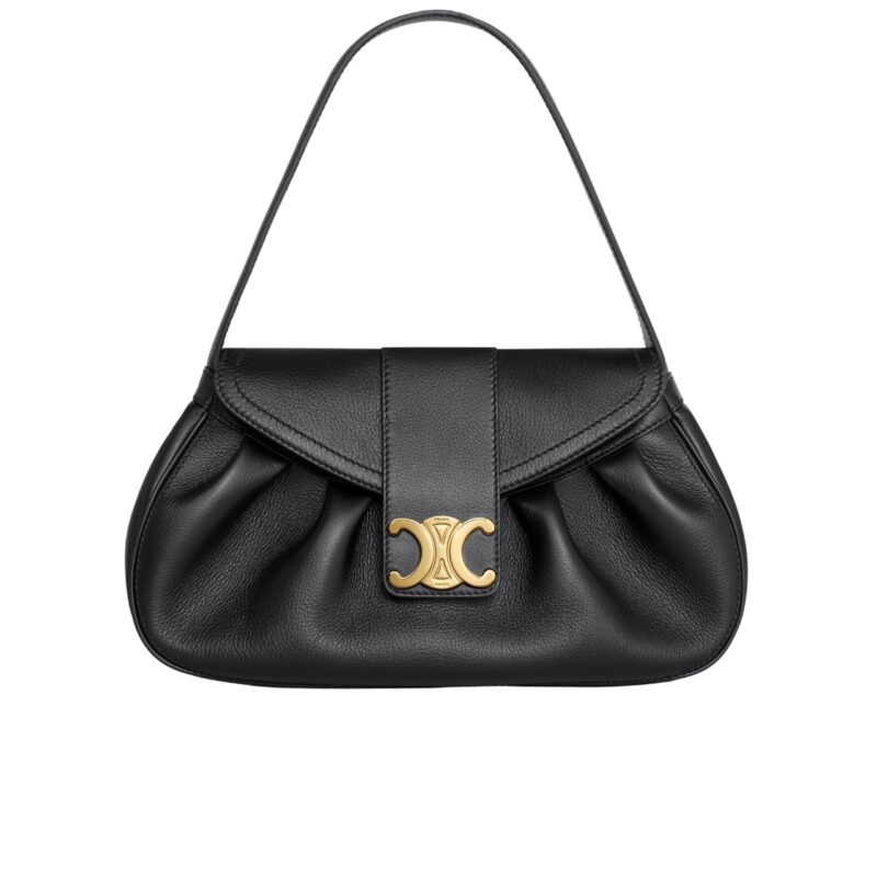 CELINE MEDIUM POLLY BAG IN SUPPLE BLACK 31CM 115633FDU 38NO