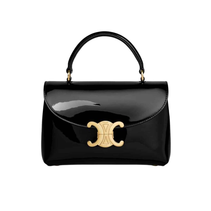 CELINE TEEN NINO BAG IN PATENT BLACK 20CM 118113FYJ 38NO