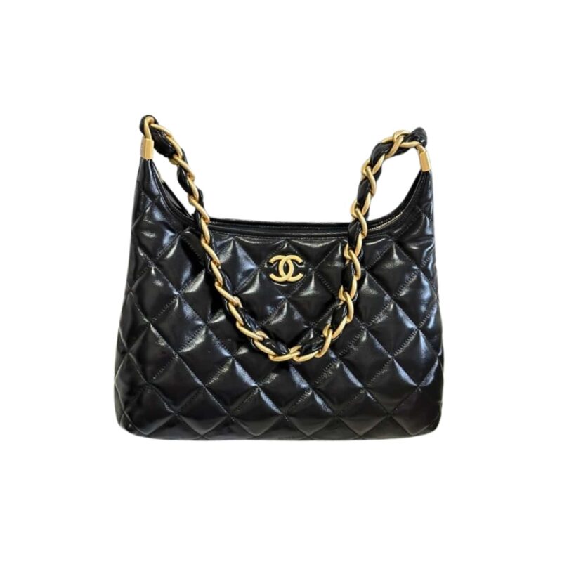 CHANEL SMALL HOBO BAG BLACK 20CM AS4922 B16897 94305
