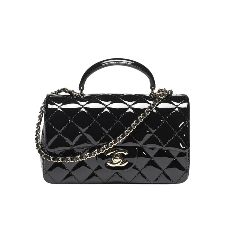 CHANEL MINI CLASSIC HANDBAG WITH TOP HANDLE BLACK 20CM AS2431 B18237 94305