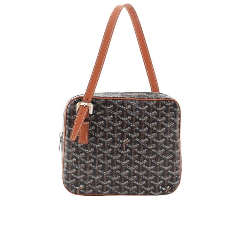 GOYARD YONA BAG COATED CANVAS BLACK AND TAN 23CM