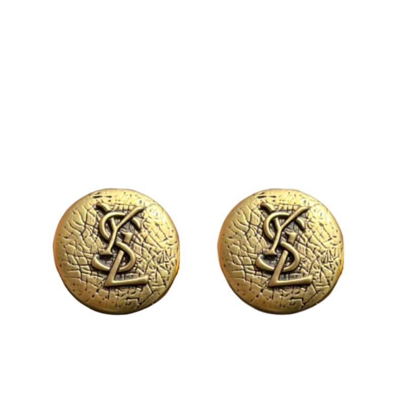 SAINT LAURENT YSL ROUND EARRINGS GOLD