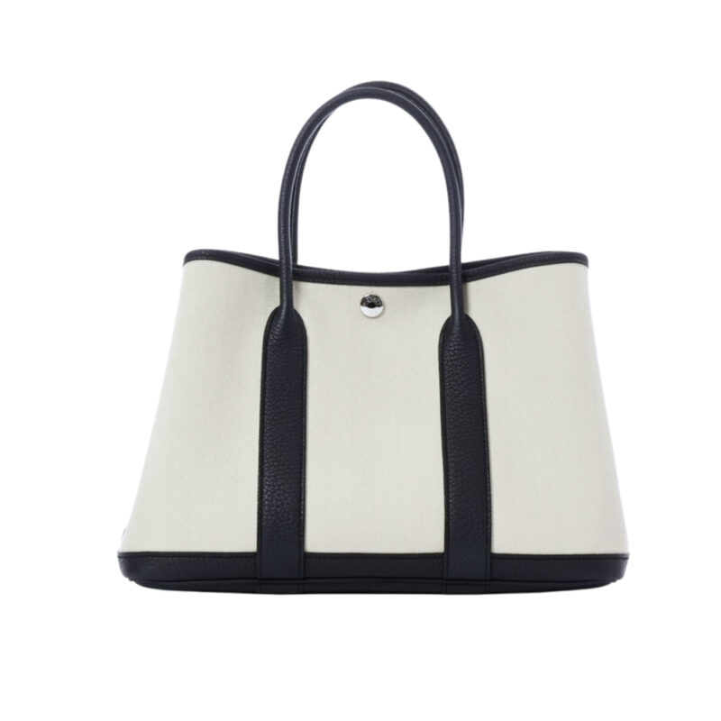 HERMES GARDEN PARTY 30 HANDBAG CANVAS BLACK 30CM
