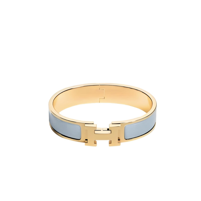 HERMES CLIC CLAC H BRACELET GOLD IN LIGHT BLUE