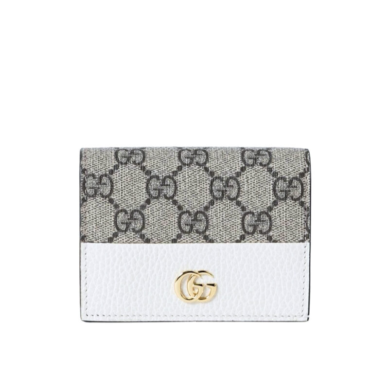 GUCCI BI COLOR GG MARMONT SMALL WALLET BEIGE AND WHITE 11CM 658610 17WAG 9096