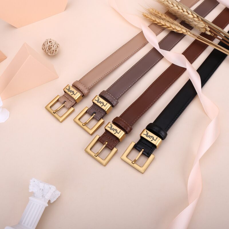 Alternative view of SAINT LAURENT YSL SQUARE LOGO CLASSIC BELT BLACK 25MM