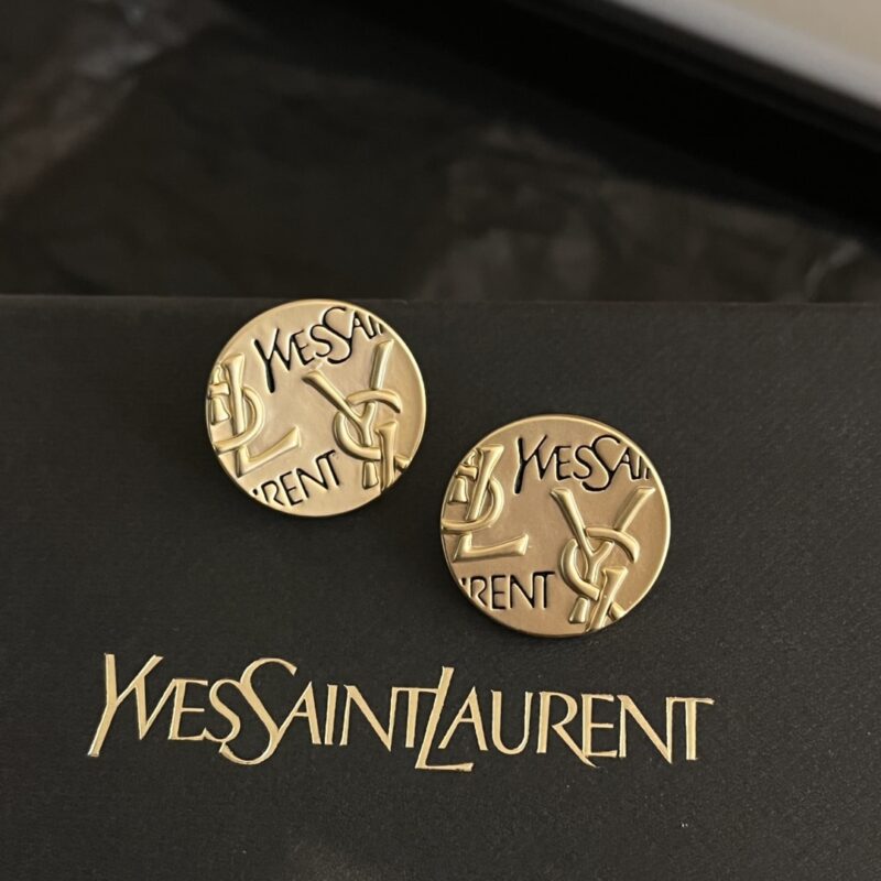Alternative view of SAINT LAURENT YSL ROUND EARRINGS GOLD