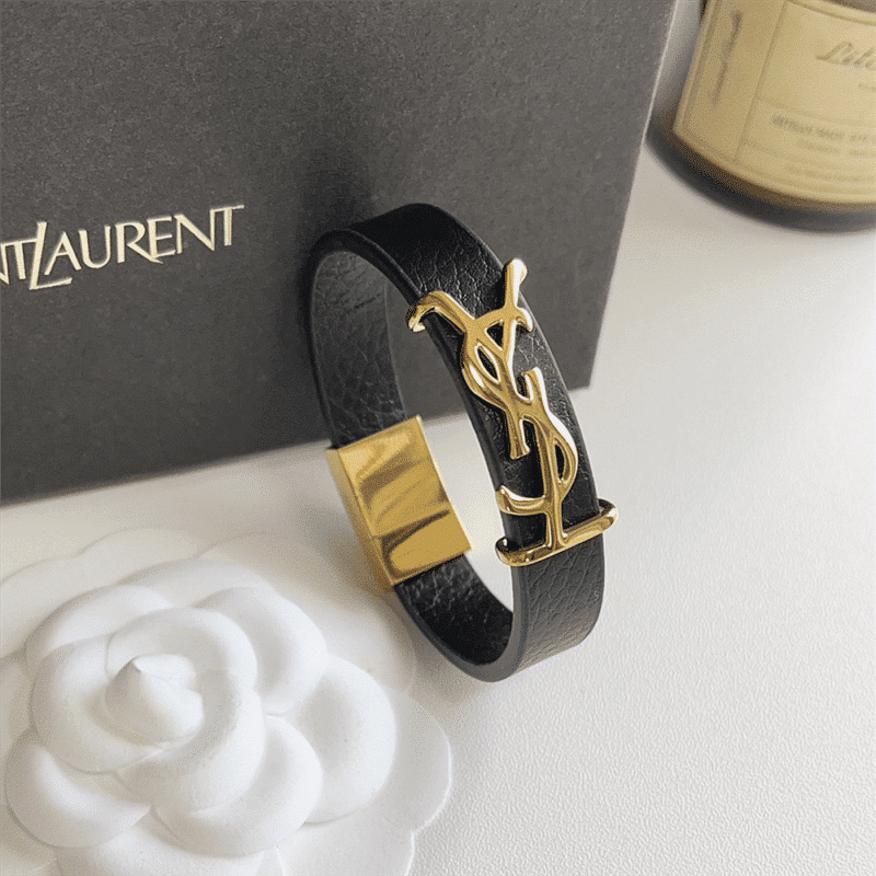 Alternative view of SAINT LAURENT YSL OPYUM LEATHER BRACELET BLACK