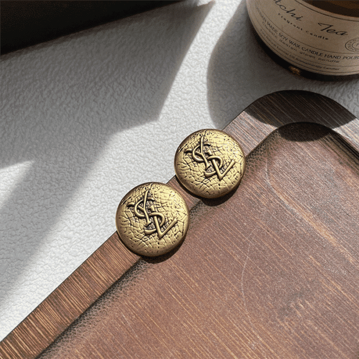 Alternative view of SAINT LAURENT YSL ROUND EARRINGS GOLD