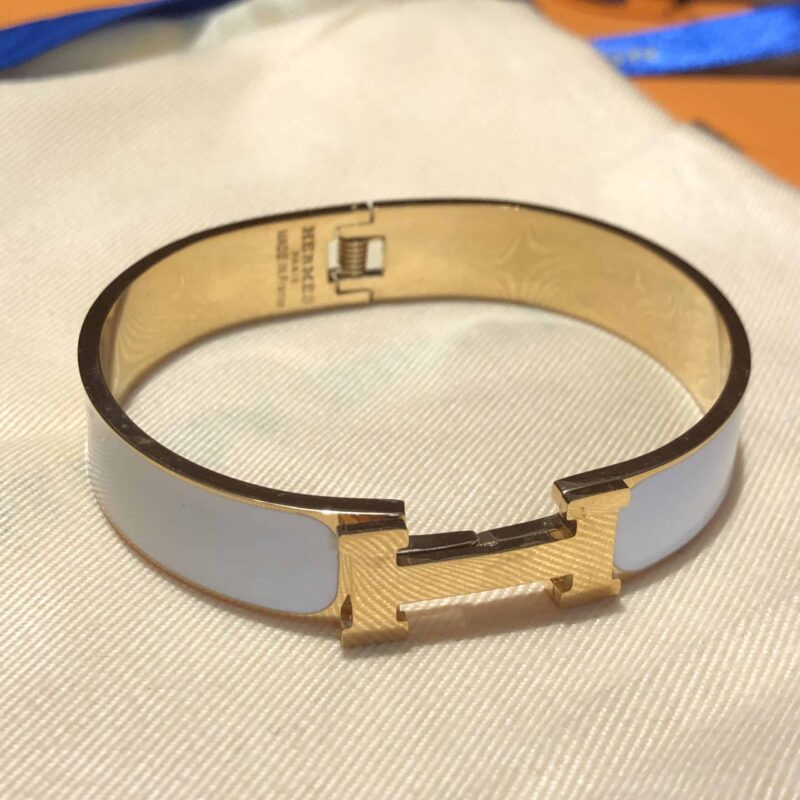 Alternative view of HERMES CLIC CLAC H BRACELET GOLD IN LIGHT BLUE