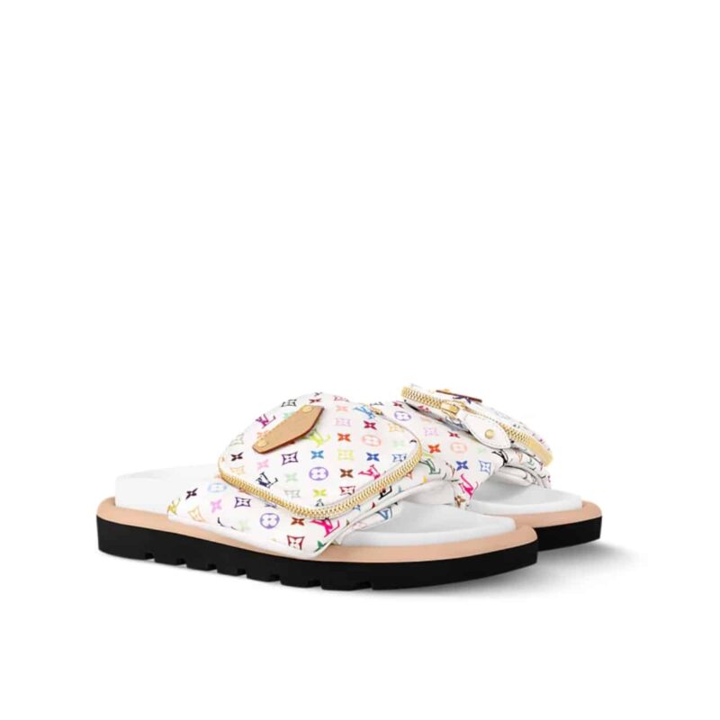 LOUIS VUITTON X TAKASHI MURAKAMI POOL PILLOW FLAT COMFORT MULE BLANC 1AGVQW