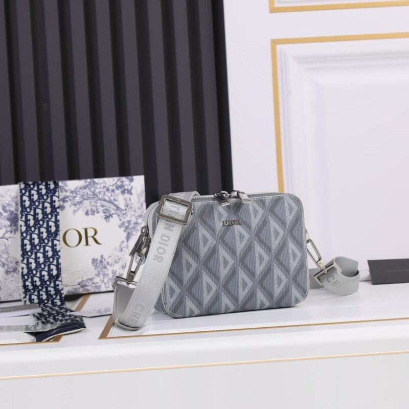 Alternative view of DIOR ZIPPED POUCH WITH STRAP DIOR GRAY COATED COTTON CANVAS WITH CD DIAMOND PRINT 17CM