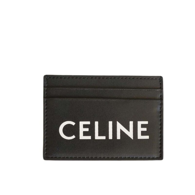 CELINE CARD HOLDER IN TRIOMPHE CANVAS WITH CELINE PRINT BLACK 10CM
