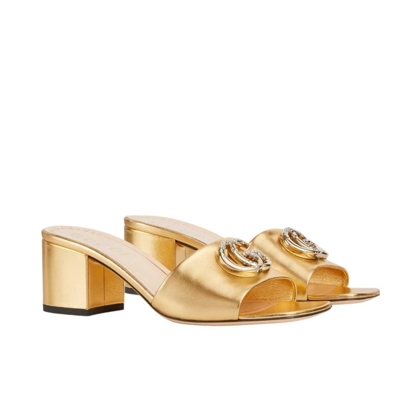 GUCCI NOJUM WOMEN'S SLIDE SANDAL METALLIC GOLD  ‎817257 B8B00 8024