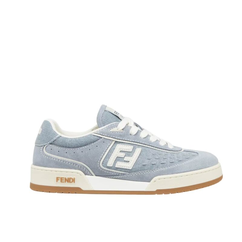 FENDI MATCH DENIM FABRIC AND SUEDE LOW TOPS LIGHT BLUE 8E8670ASB3F1SV1