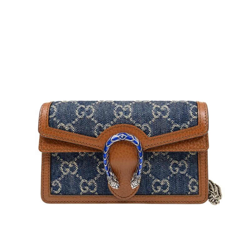 GUCCI DIONYSUS SUPER MINI LEATHER DARK BLUE BROWN 16CM 476432 2KQFN 4483