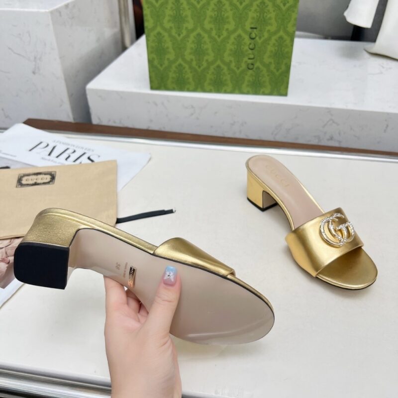 Alternative view of GUCCI NOJUM WOMEN'S SLIDE SANDAL METALLIC GOLD  ‎817257 B8B00 8024