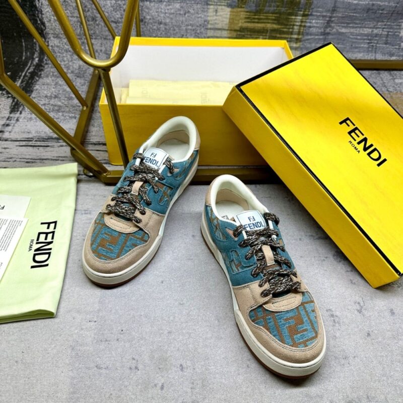 Alternative view of FENDI MATCH SNEAKERS BEIGE AND BLUE