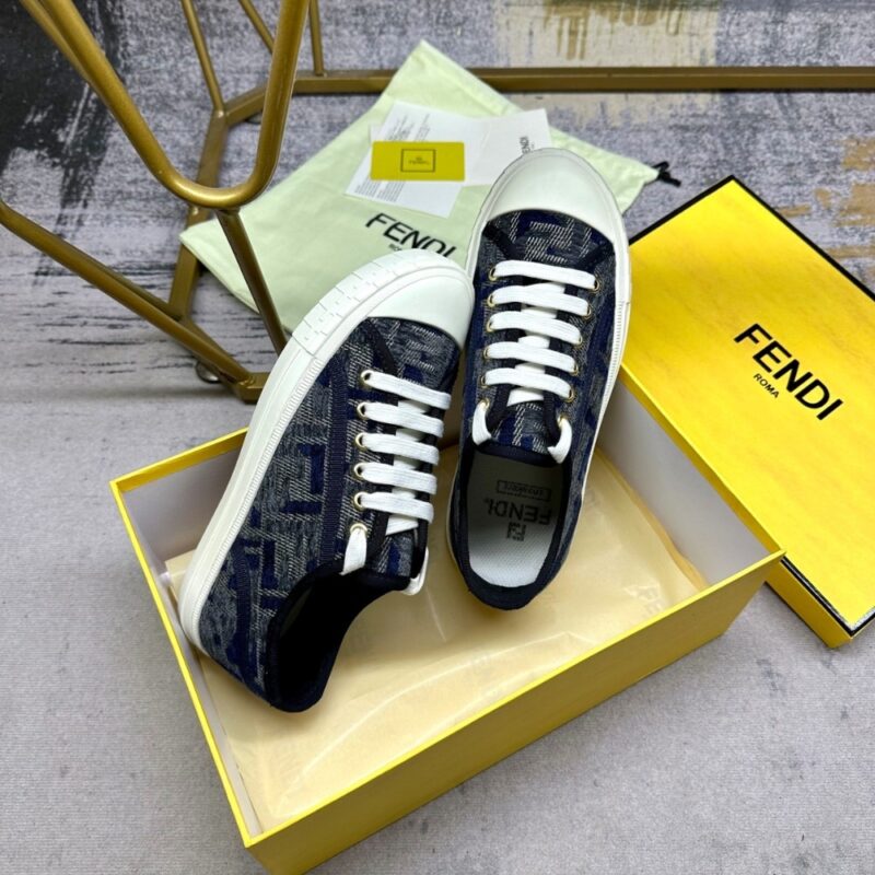 Alternative view of FENDI DOMINO FF DENIM LOW TOP SNEAKERS BLUE