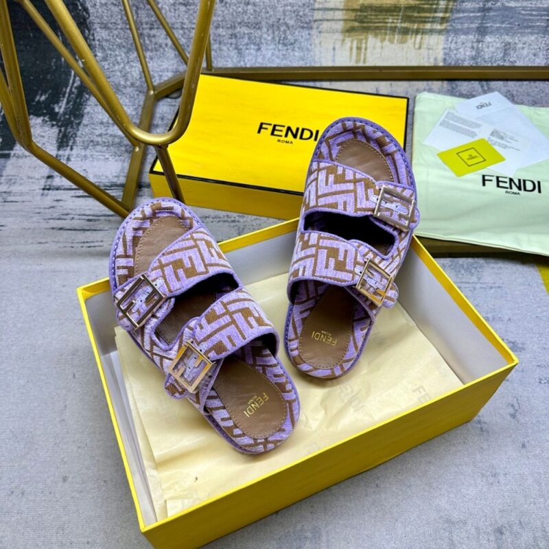 Alternative view of FENDI FEEL FF JACQUARD VELVET SLIDES AMETHYST PURPLE