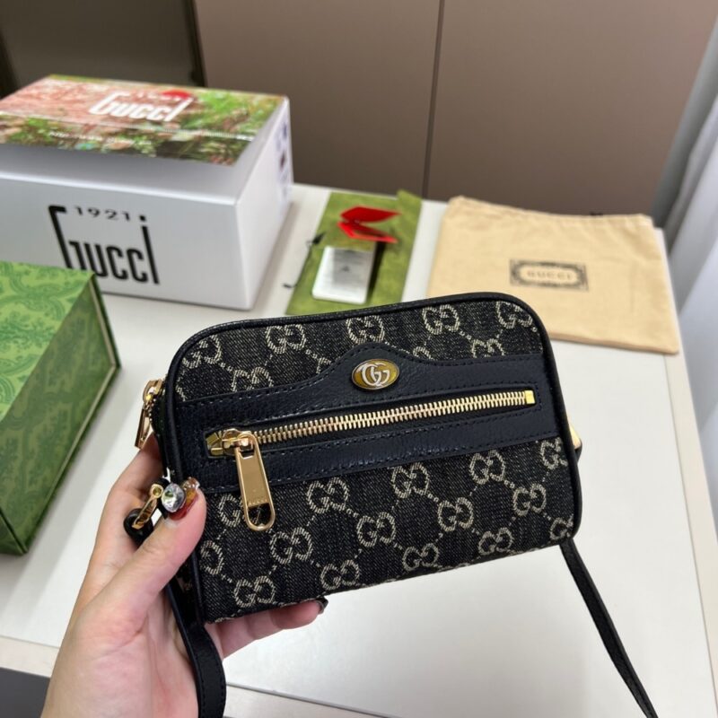 Alternative view of GUCCI OPHIDIA SHOULDER BAG GG DENIM MINI BLACK 17CM